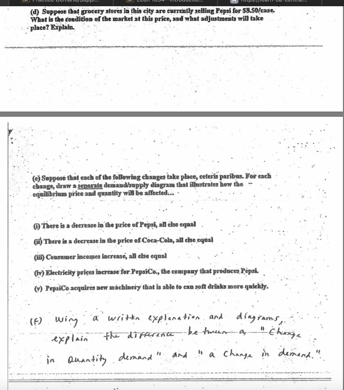 1034 Bonus Assignment Demand/Supply. Questions 1) Consider the following demand/supply schedules for