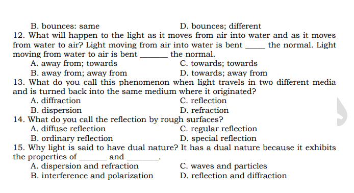 number 4, 5 ,6 of the assessment Instruction: Write the letter of