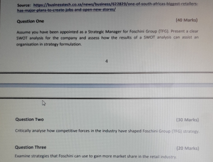 please provide a full detailed answer for question 3 only Source: https://businesstech.co.zaews/business/622829/one-of-south-africas-biggest-retailers-