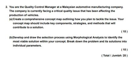 NEW PRODUCT DEVELOPMENT 2. You are the Quality Control Manager at a