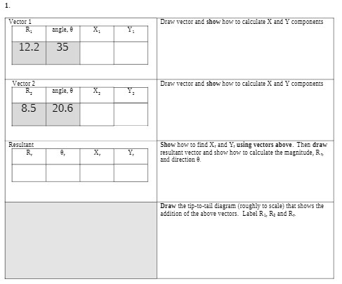  1. Vector 1 Draw vector and show how to calculate X