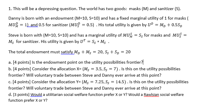 Please help me with this question 1. This will be a depressing