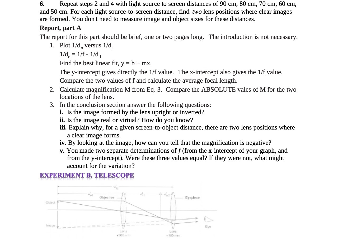  6. Repeat steps 2 and 4 with light source to screen
