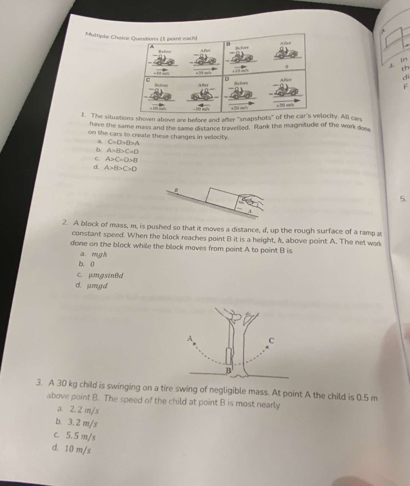 please show work for 1-3. Multiple Choice Questions (1 point each) After