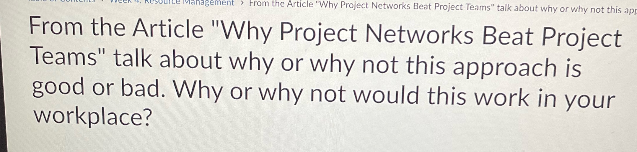 usource management > Hom the Article "Why Project Networks Beat Project