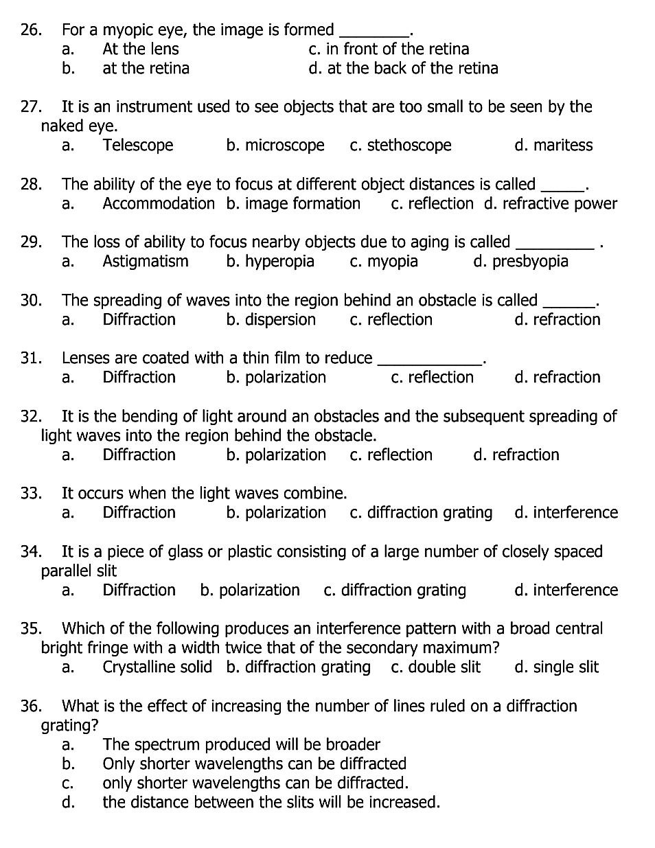 GENERAL PHYSICS 2 Please answer items no. 26-50 given below. Please provide