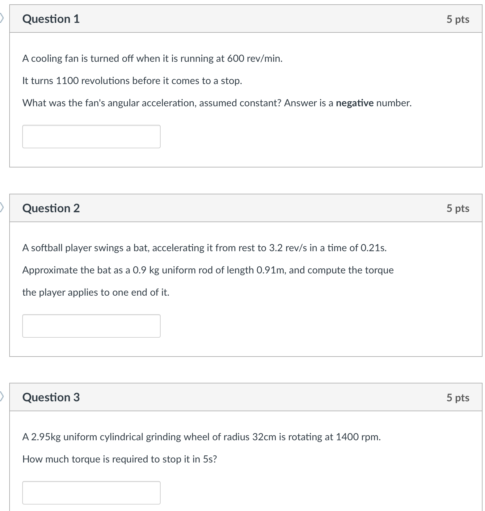  Question 1 A cooling fan is turned off when it is