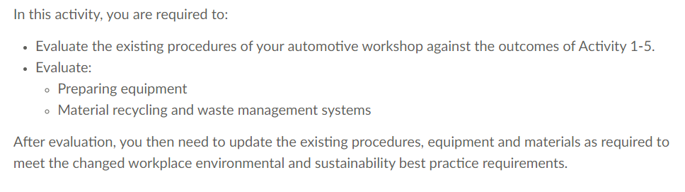 In this activity, you are required to: - Evaluate the existing