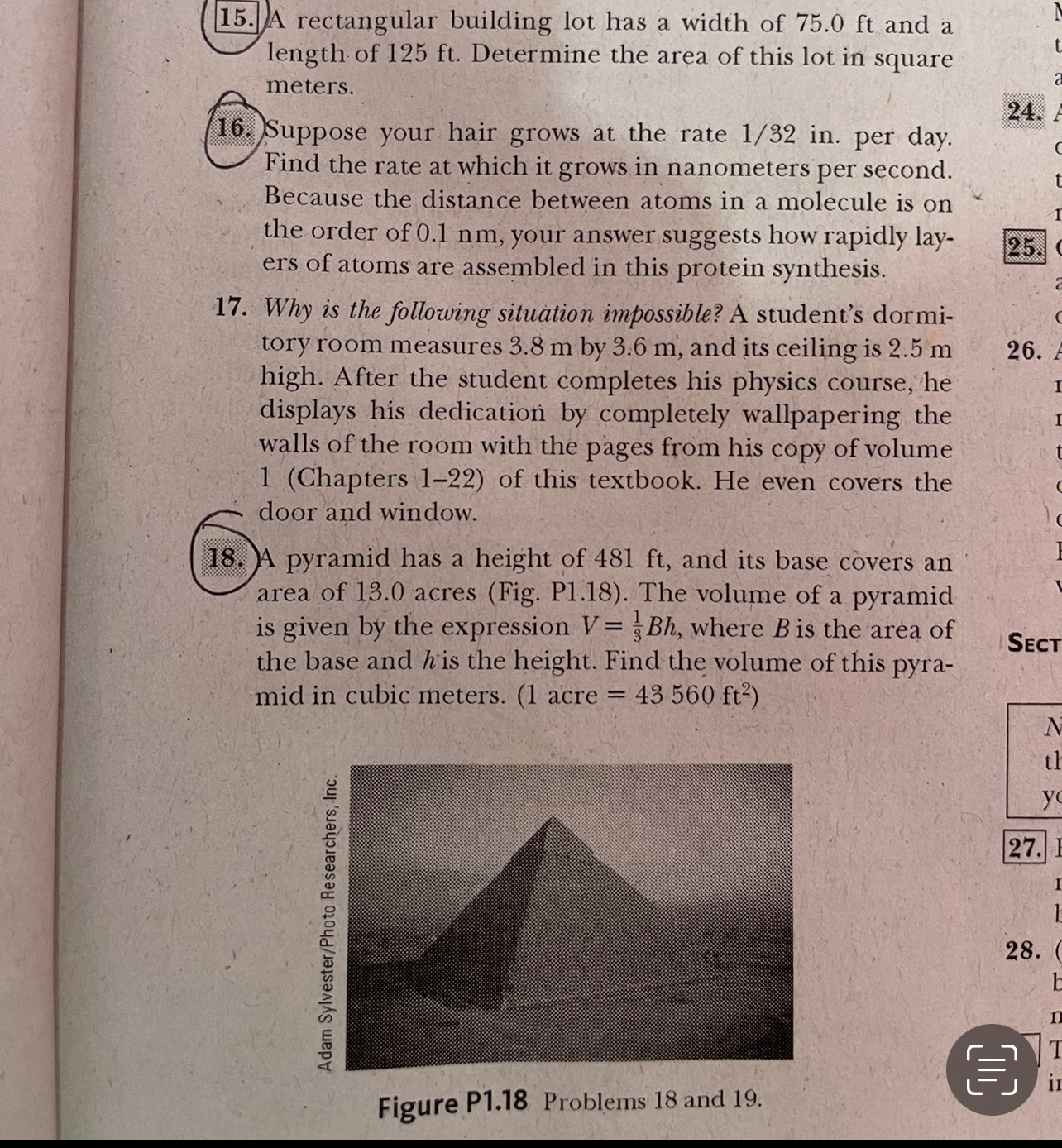  15. A rectangular building lot has a width of 75.0 ft