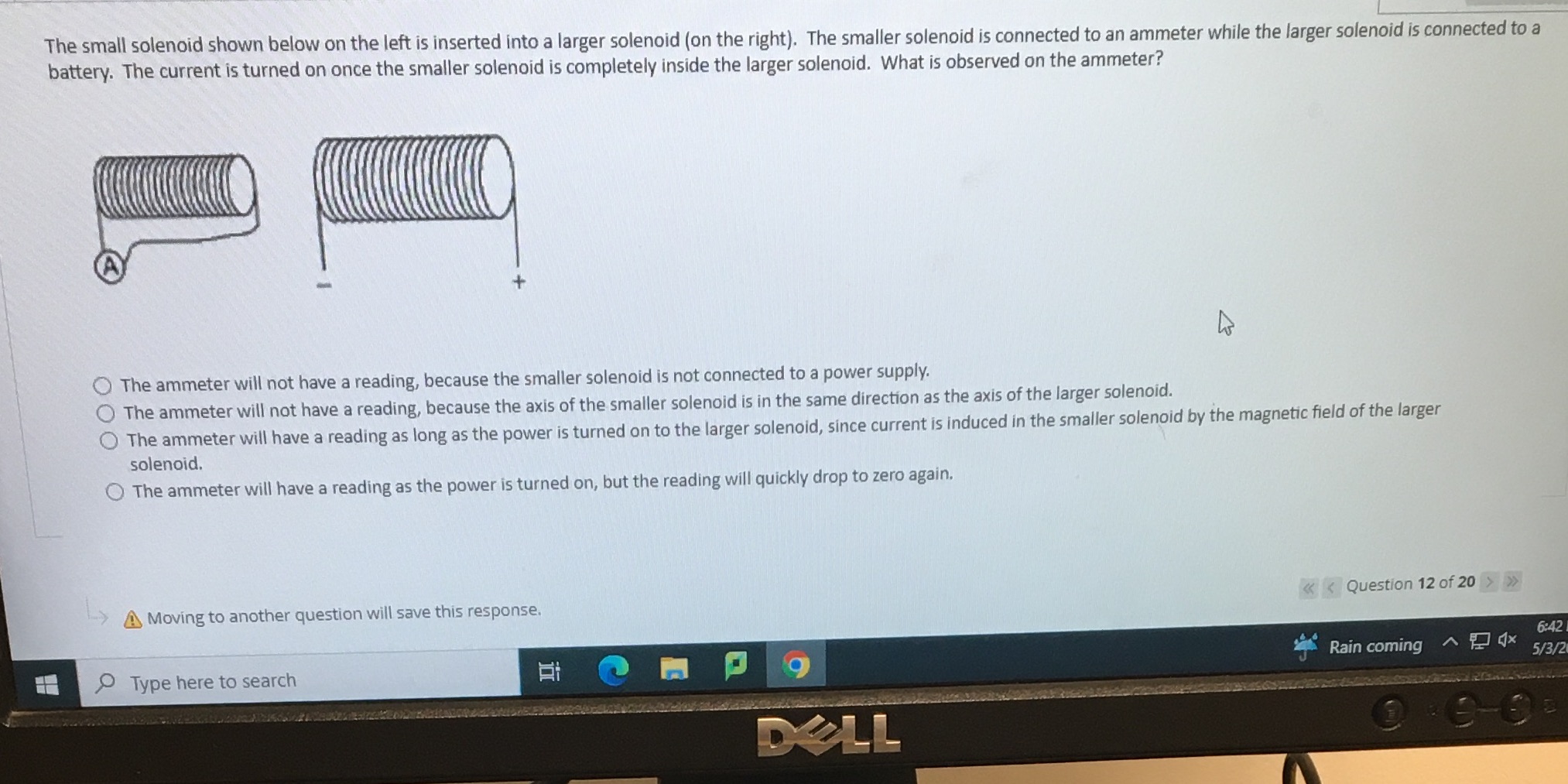  The small solenoid shown below on the left is inserted into