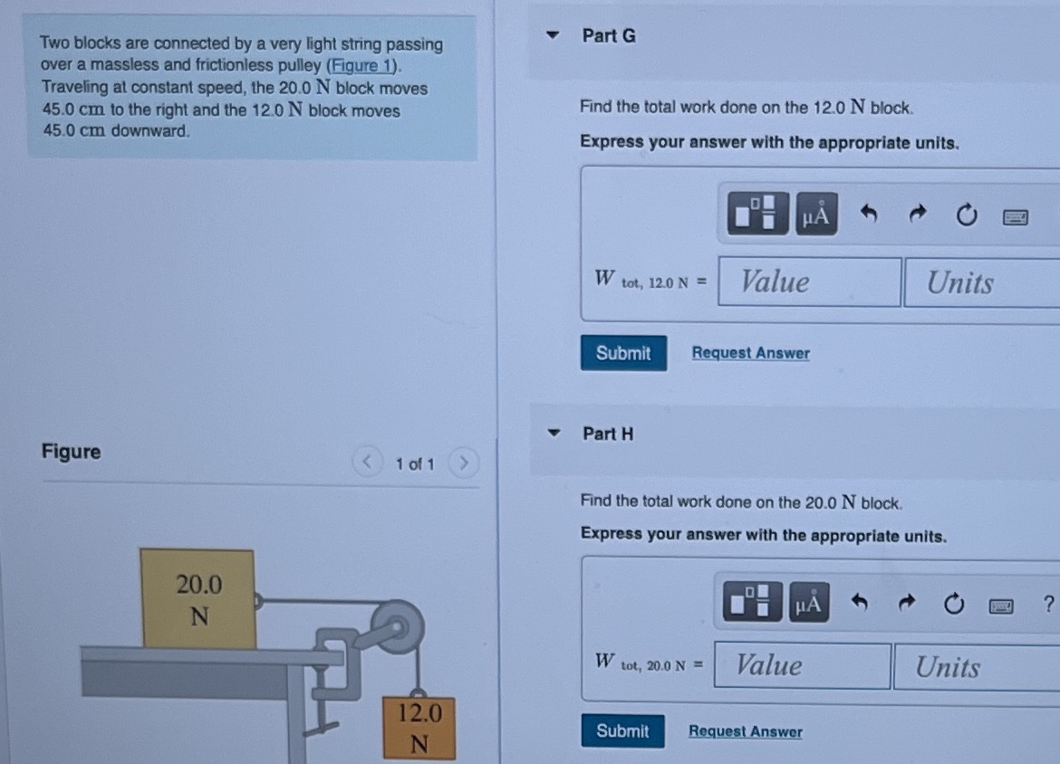 Part G Two blocks are connected by a very light string