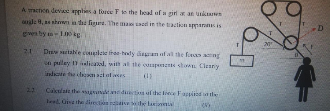 2.1 and 2.2 please A traction device applies a force F to