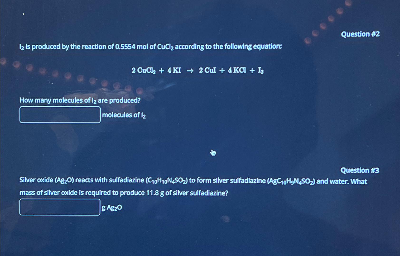  Question $2 I2 is produced by the reaction of 0.5554mol of