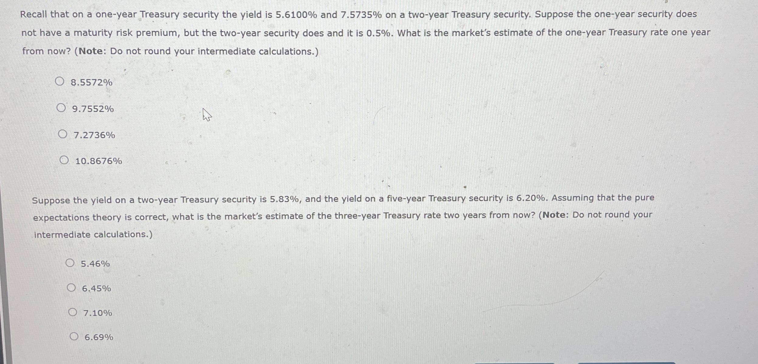  Based on the pure expectations theory, is the following statement true