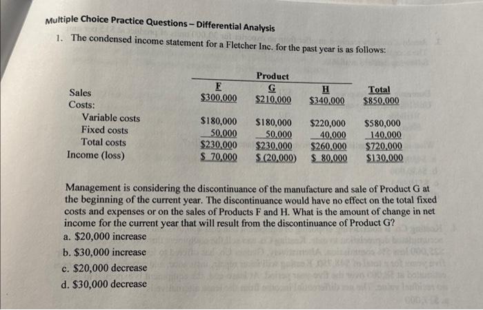  Multiple Choice Practice Questions - Differential Analysis da plibong to ainu