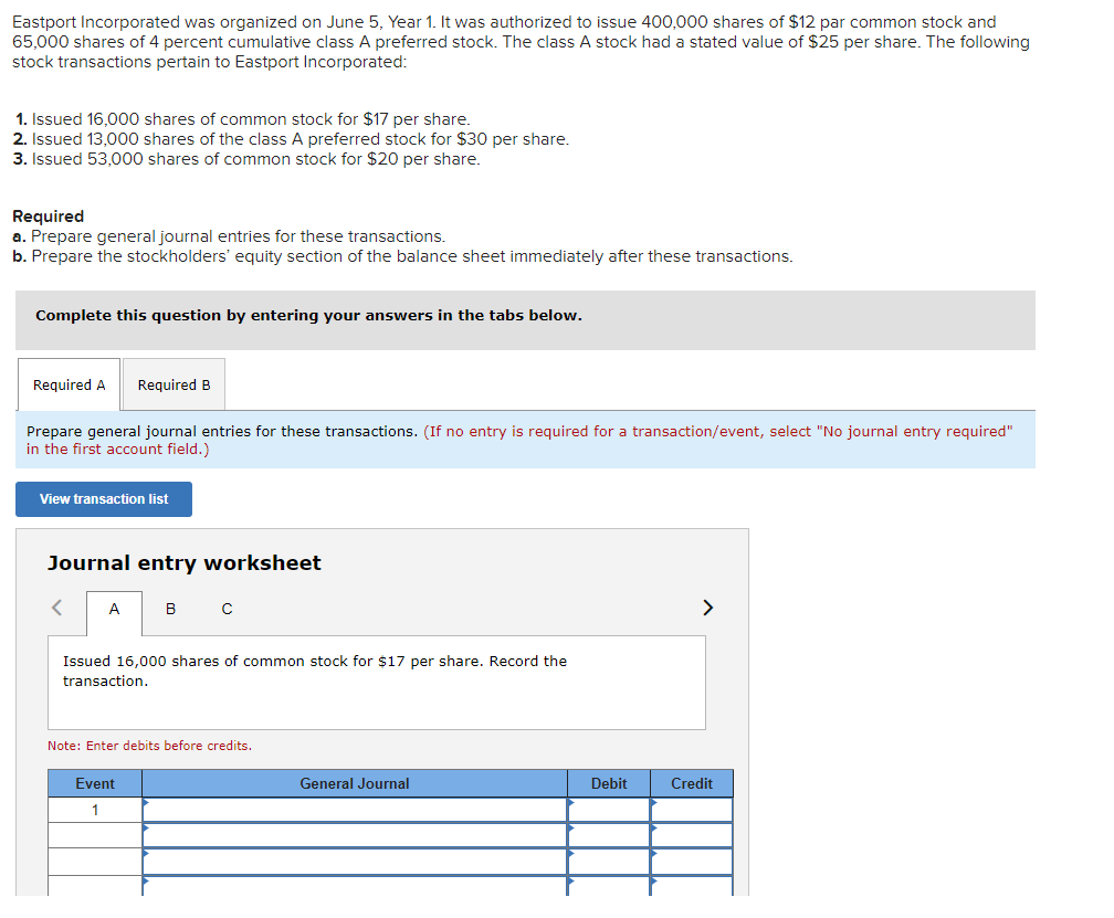  Eastport Incorporated was organized on June 5, Year 1. It was