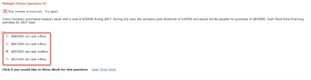  Multiple Choice Question 67 Your answer is incorrect. Try again Crane