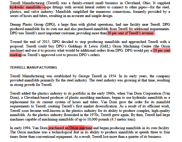 TERRELL MANUFACTURING: BUYING A MACHINE Please write a one page on the