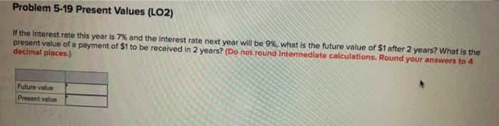 Problem 5-19 Present Values (LO2) If the interest rate this year