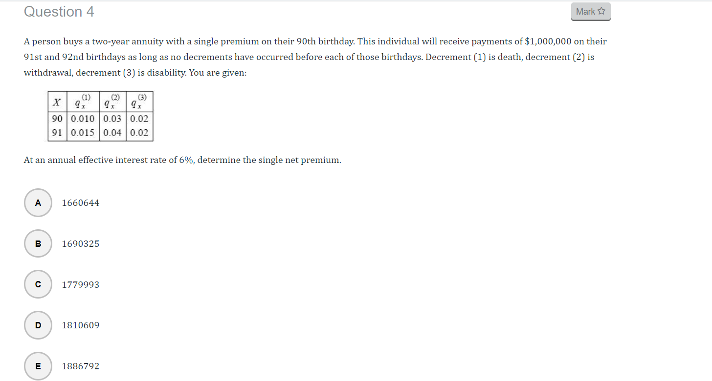 Please show work if possible Question 4 Mark A person buys a