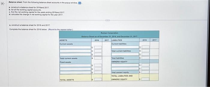  a. construct a balarice sheet lor Zotfand 2017 c. And the