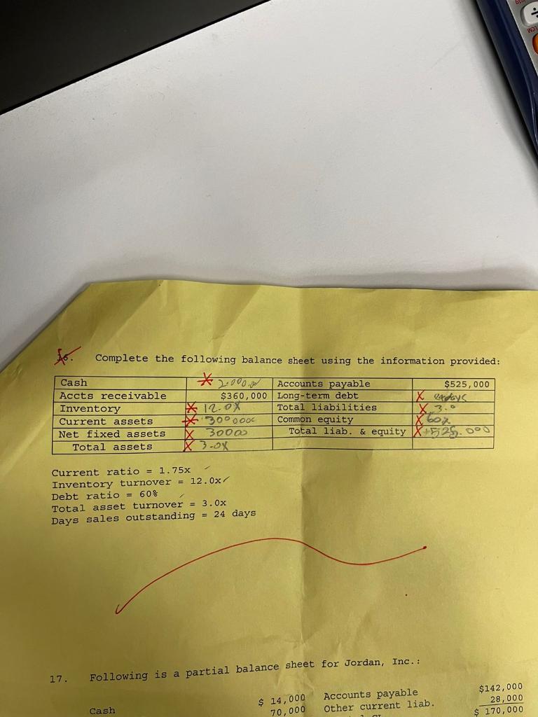  I need an answer with the steps, please! Current ratio =1.75x
