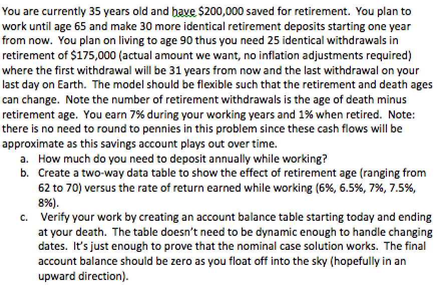 This question uses excel. Please provide any formulas or steps necessary to