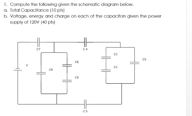 1. Compute the following given the schematic diagram below. a. Total