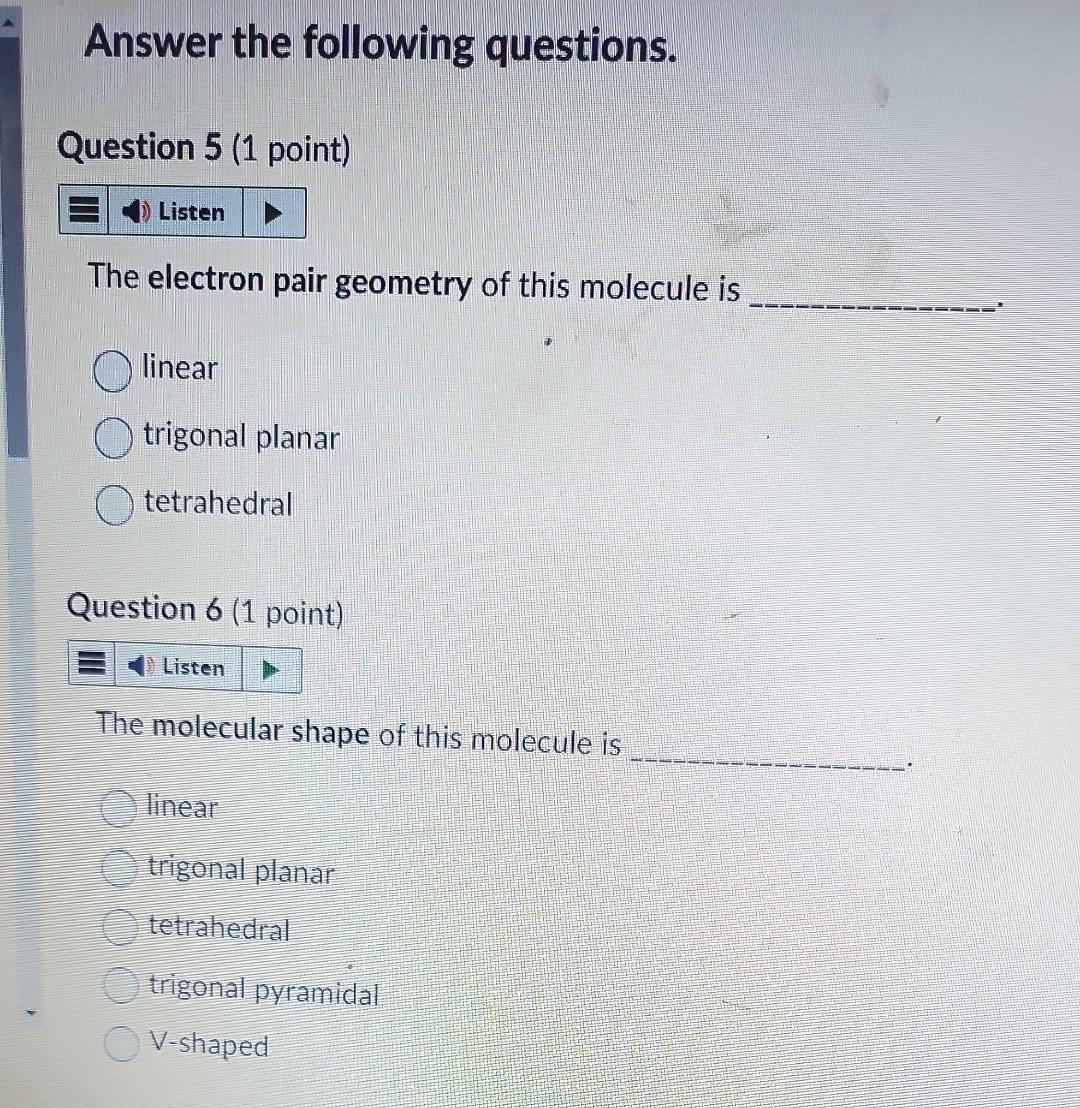 model below. Answer the following questions. Question 5 (1 point) The electron