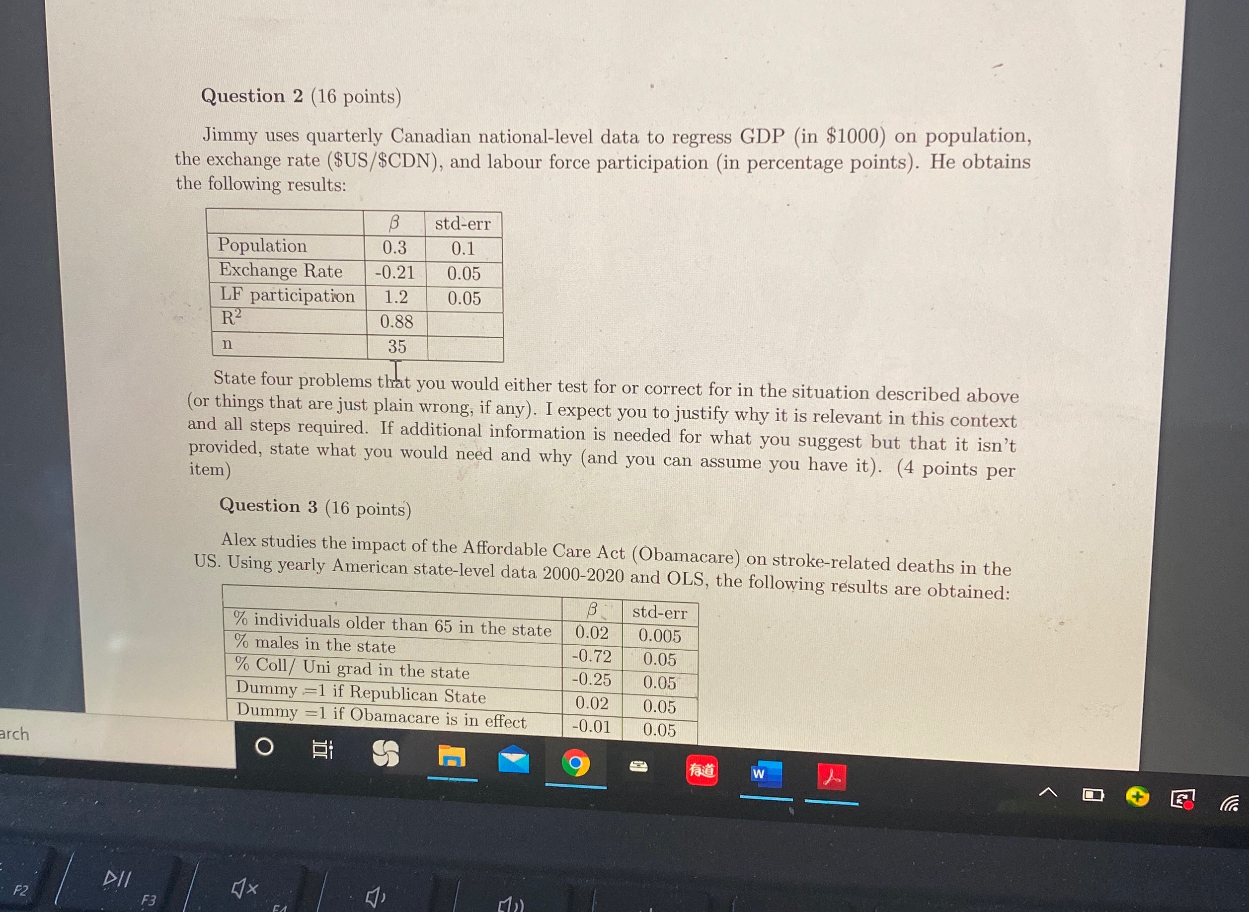 need an answer for q2 Question 2 (16 points) Jimmy uses quarterly