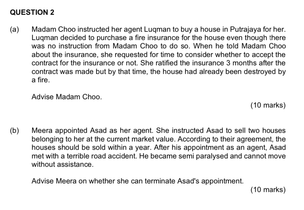 Need to have issues, law, application and conclusion. QUESTION 2 (a) (b)