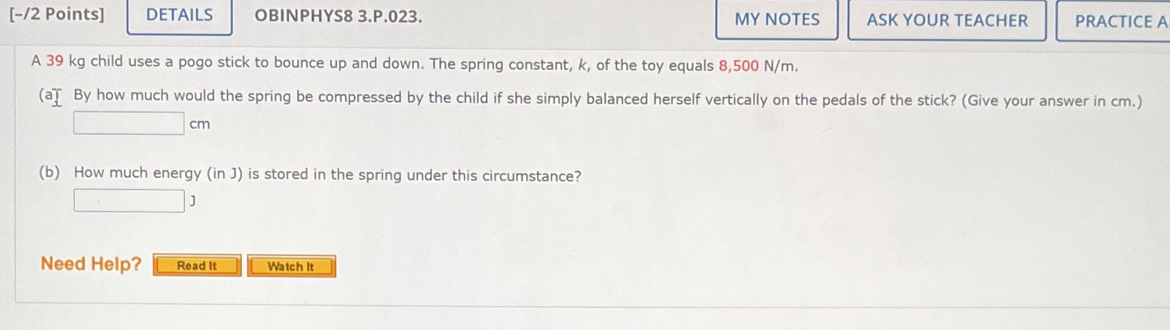  [-/2 Points] DETAILS OBINPHYS8 3.P.023. MY NOTES ASK YOUR TEACHER PRACTICE