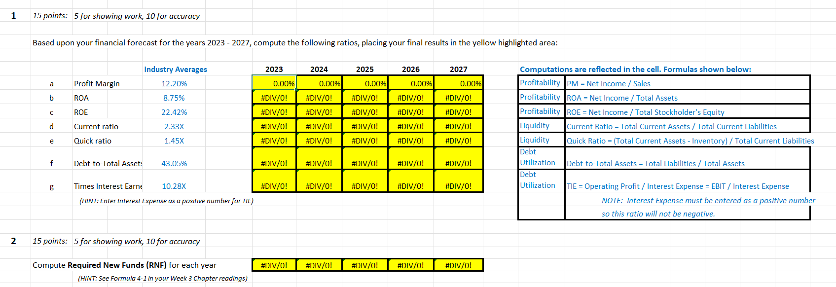  1 15 points: 5 for showing work, 10 for accuracy Based