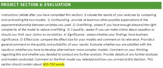  PROJECT SECTION 6: EVALUATION Instructions (delete after you have completed this