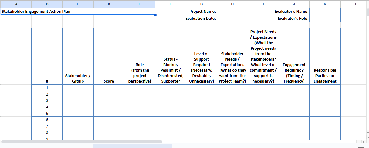  B C D E F G H K L Stakeholder Engagement