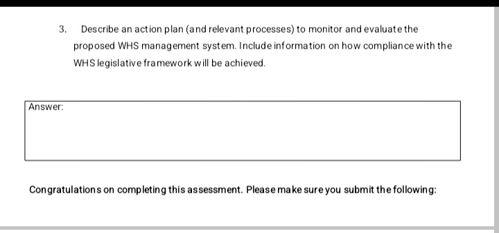 This task will require you to evaluate and maintain a WHS management