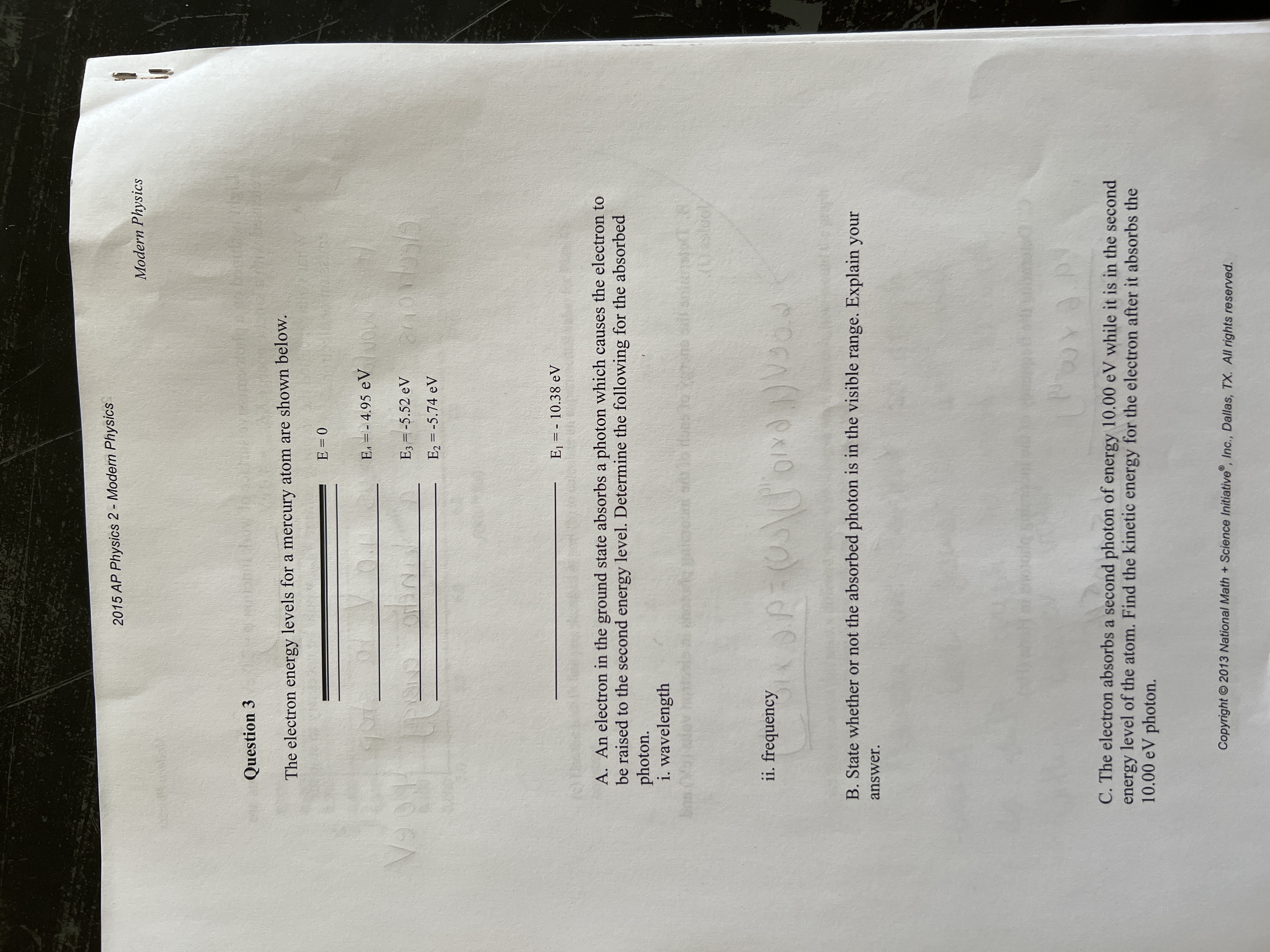  2015 AP Physics 2 - Modern Physics Modern Physics Question 3
