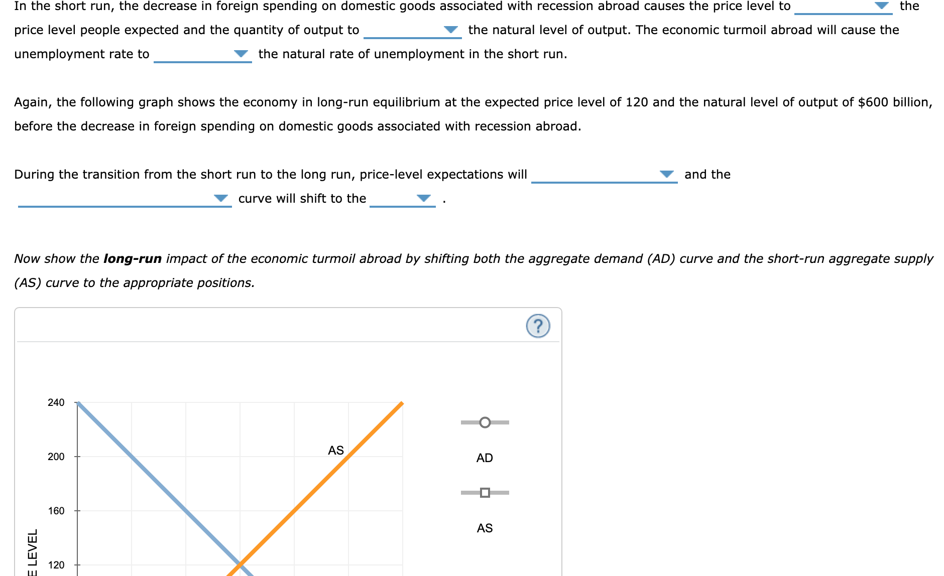 shows the economy in long-run equilibrium at the expected price level of