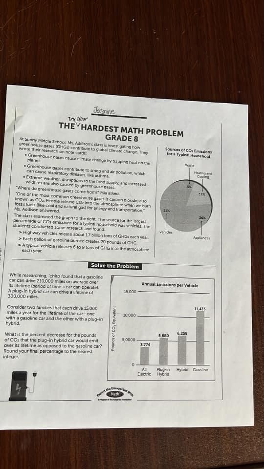 Jasmine Try Vour THE HARDEST MATH PROBLEM GRADE 8 At Sunny