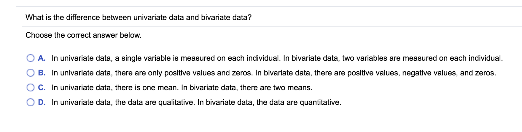 Transition Probability matrix What is the difference between univariate data and bivariate