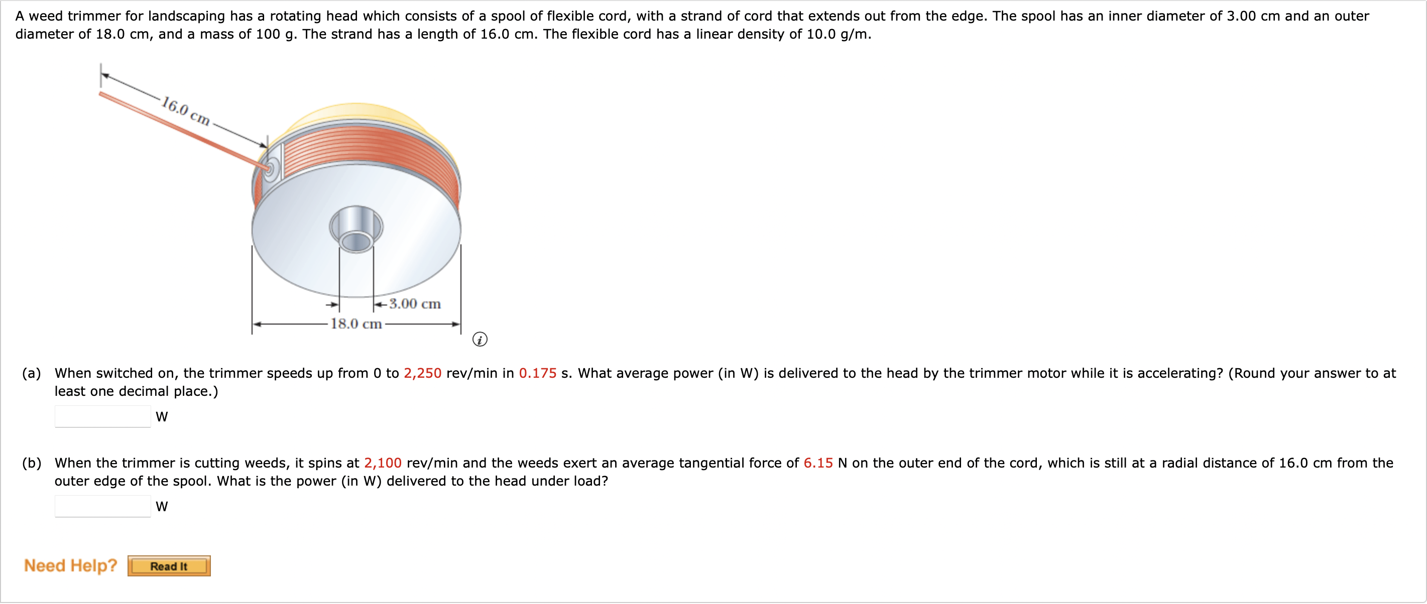  A weed trimmer for landscaping has a rotating head which consists