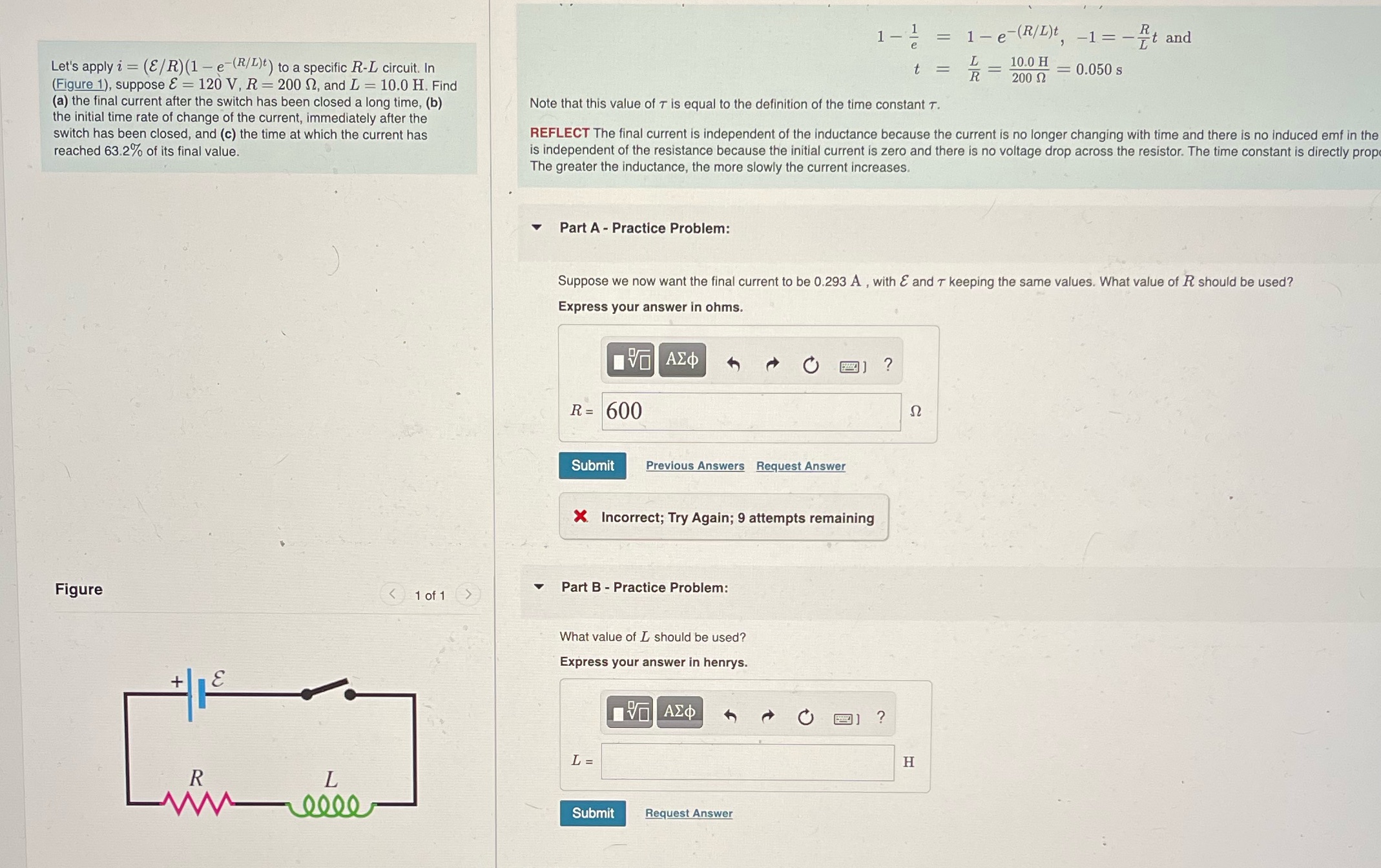 1 = 1 - e (R/D)t, -1 = - It and