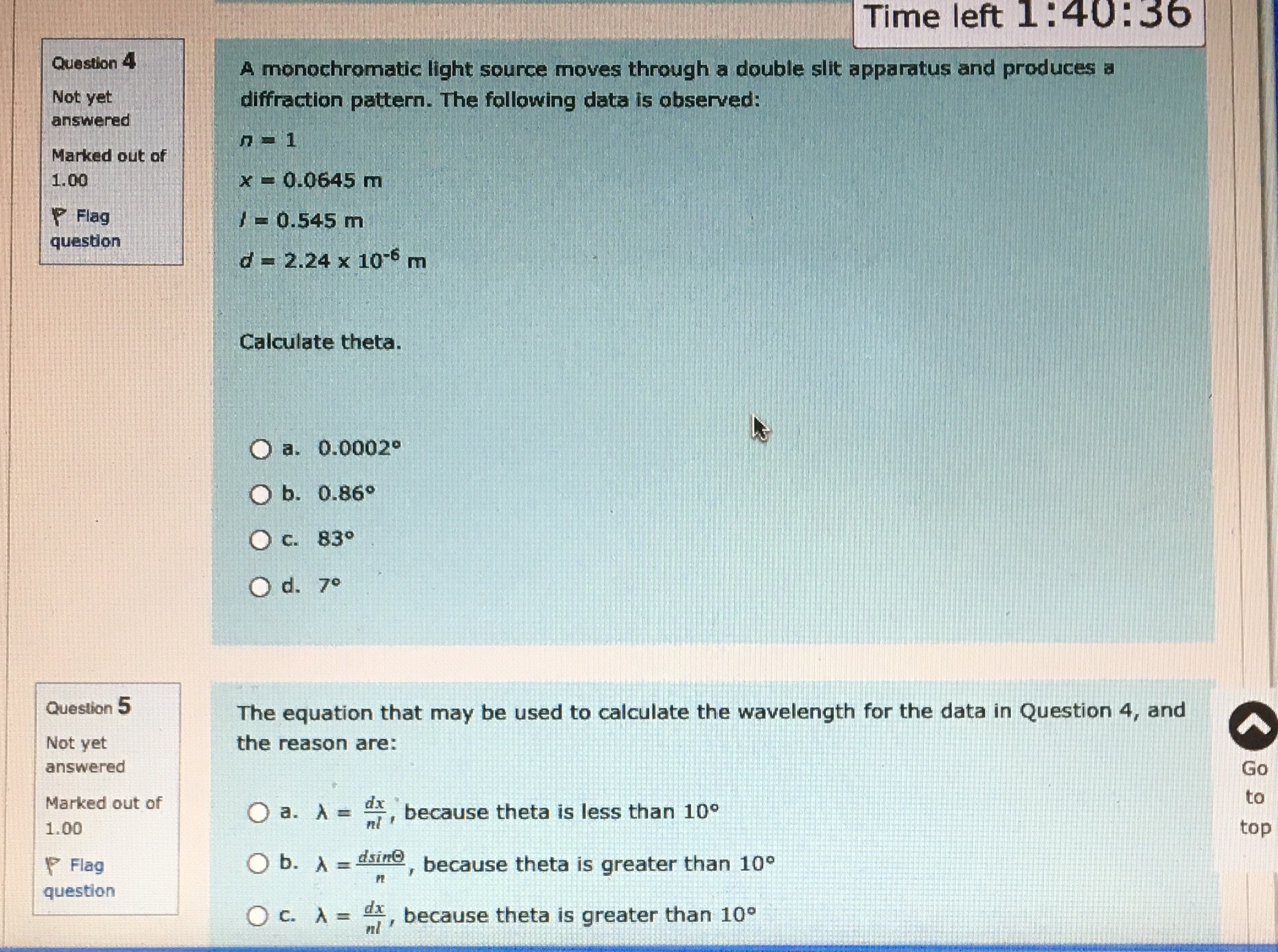 The colour that is least affected by diffraction is:A. RedB. GreenC. Violet