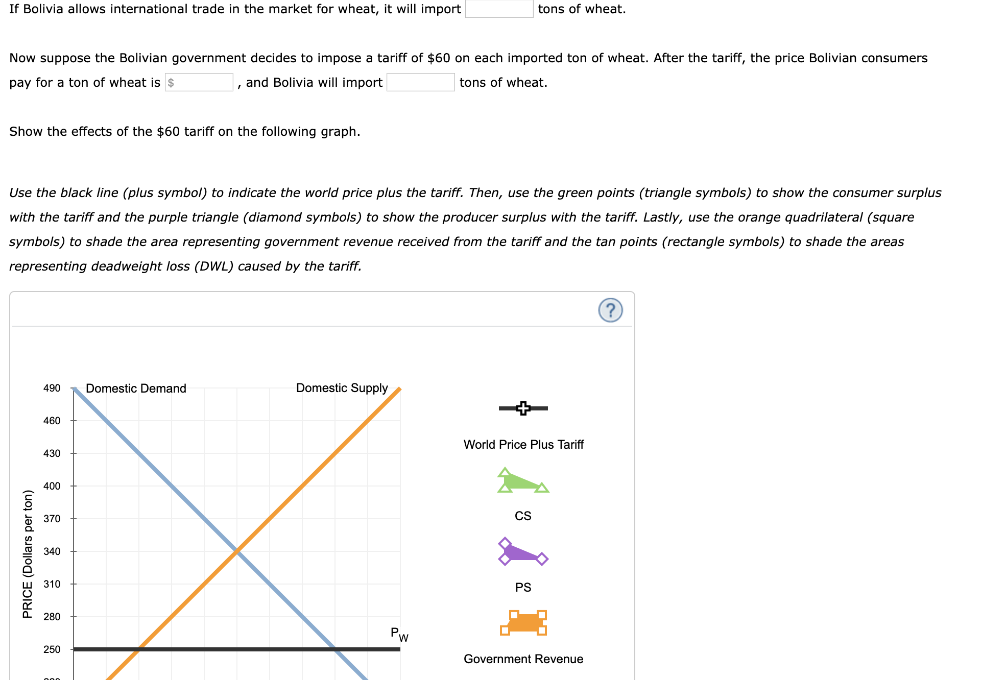 Welfare effects of a tariff in a small country Suppose Bolivia is
