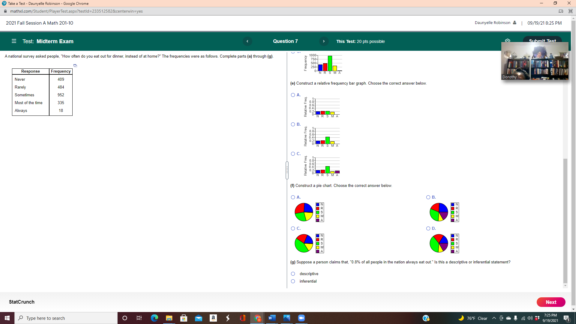 Take a Test - Daunyelle Robinson - Google Chrome - X