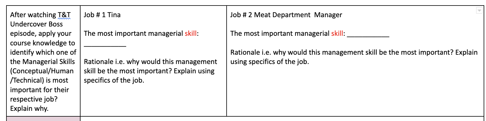 watch the video (link below) and answer the chart using the videoVideo