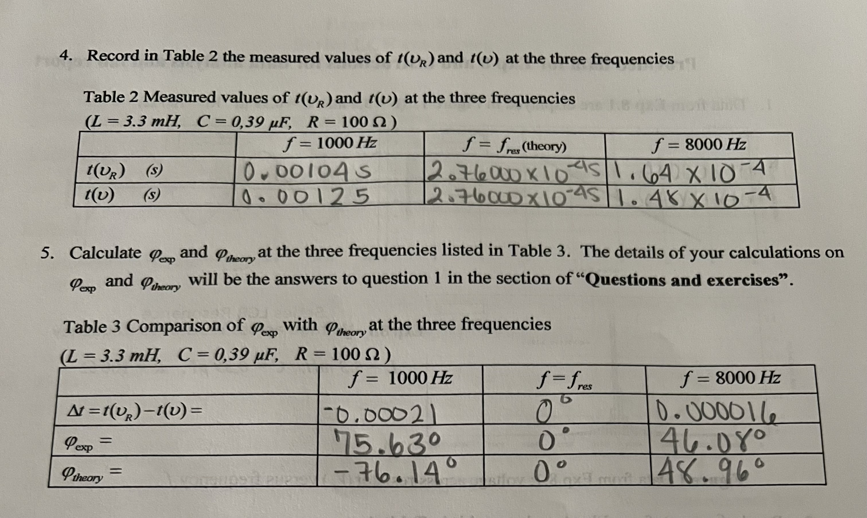 sine wave source. In Experiment 8.2 you actually measure the phase angle