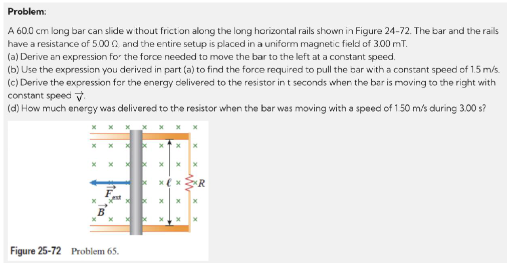  Problem: A 60.0 cm long bar can slide without friction along