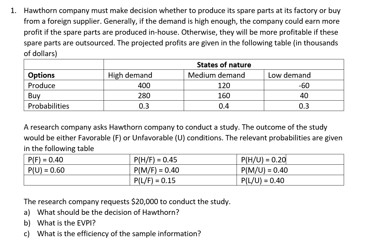 I can't understand the question a: " What should be the decision