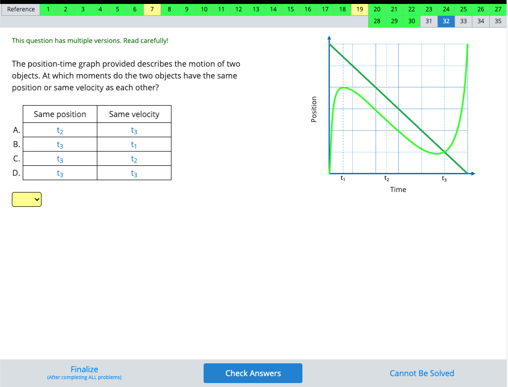 #32: A, B, C, D, or cannot be solved?#33: A, B, C,